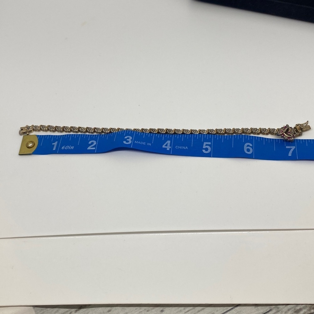 Sterling Silver 925 Heart Crystal Studded Tennis Bracelet โจ7 โ - Picture 5 of 6